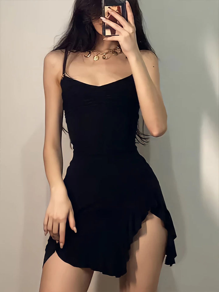 AMASIA Sexy Black Bodycon Mini Dress