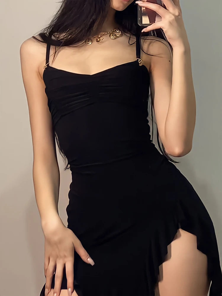 AMASIA Sexy Black Bodycon Mini Dress