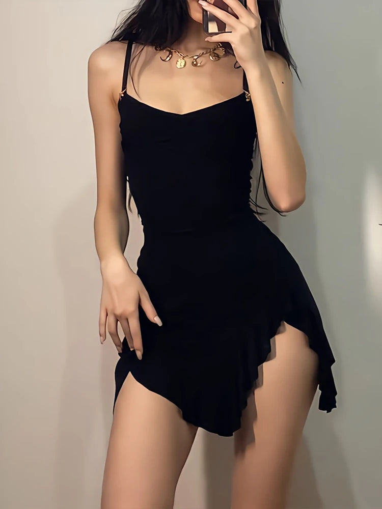 AMASIA Sexy Black Bodycon Mini Dress