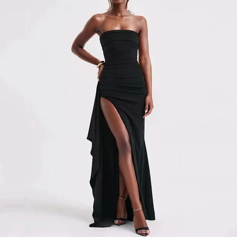 AMASIA Black Summer Long Dress