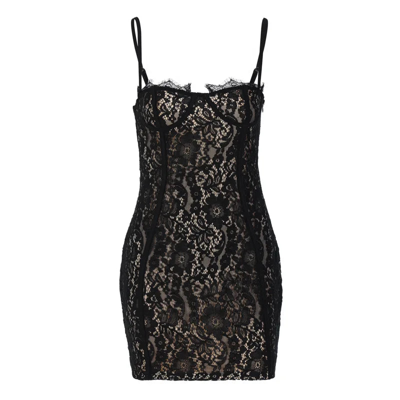 Vintage Black Lace Party Dress